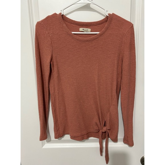 Madewell Tops - Madewell‎ Textured Long Sleeve Tie Waist Top Rust Orange XS